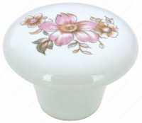 Poignée bouton céramique Fleur rose BP 6006-56