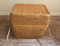 Wicker Picnic Basket with Dishes