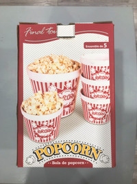 popcorn bowls new  5 pieces ceramic 