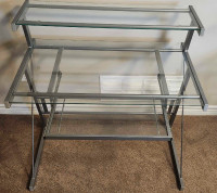 Study/Office Desk with Metal Frame and Glass Top