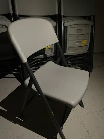 $50 each folding event chairs for SALE not rental. Have also 6 foot tables on another ad.