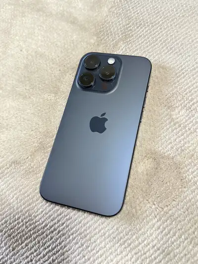 iPhone 15pro, 128gb , blue titanium with cable + case, View more