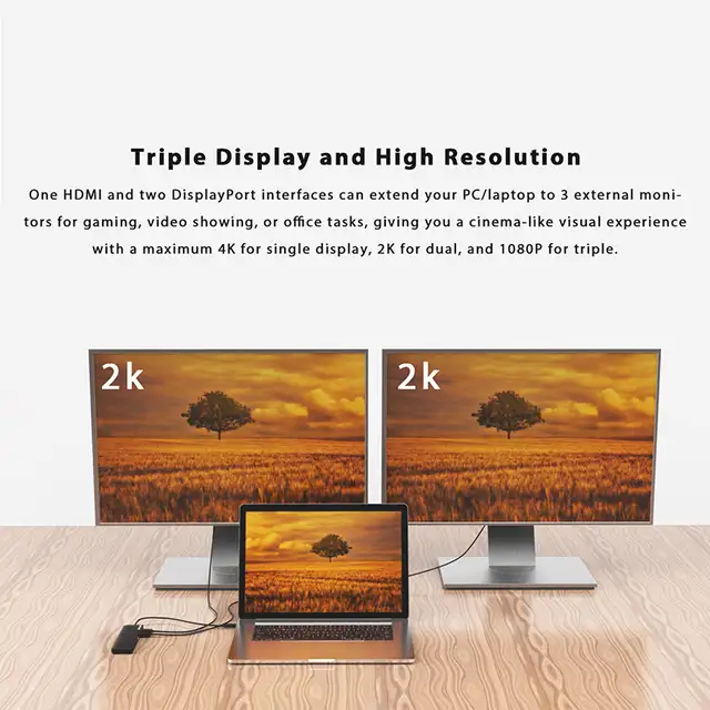 Wavlink usb c triple display docking system565620340026910722