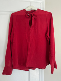 Madewell Red Silk Blouse Size 40 