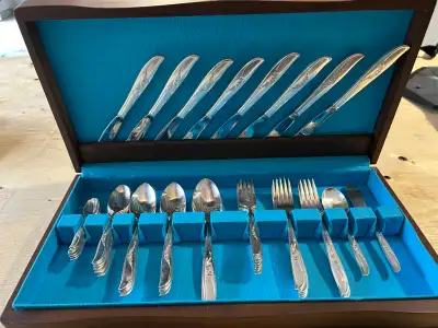 Flatware  in wooden box, View more