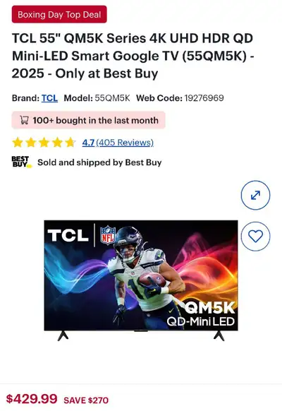 (2025)TCL 55" QM5K Series 4K UHD HDR QD Mini-LED Smart Google TV, View more