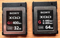 Used SONY XQD Memory Cards 32GB & 64GB