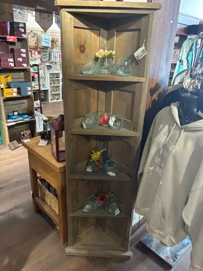 Solid wood corner shelf 5 shelves LOCAL ARTISAN handmade 67”x21, View more