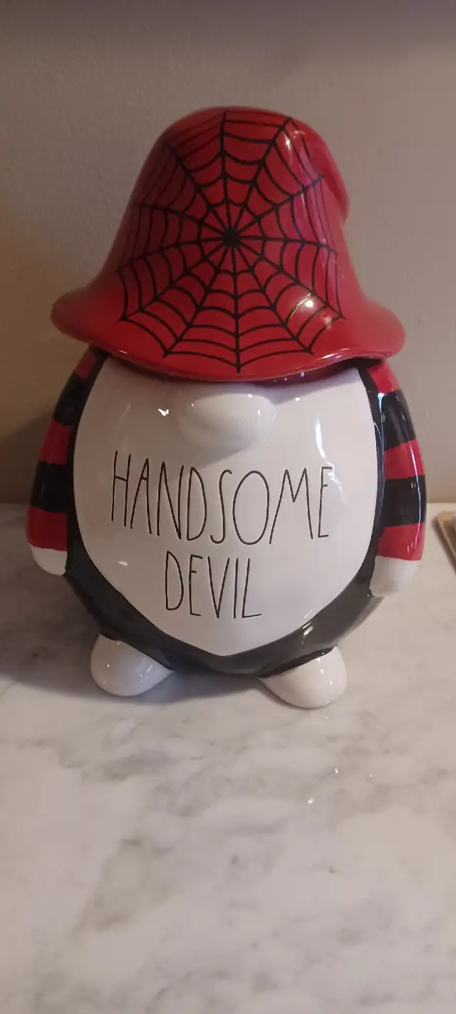 RAE Dunn Brand New Halloween Gnome Handsome Devil Cookie Jar in Kitchen & Dining Wares in Calgary - Image 2
