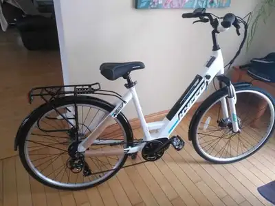 Vélo électrique moteur pédalier Cadre en aluminium à enjambement bas pour facilité la montée et desc...