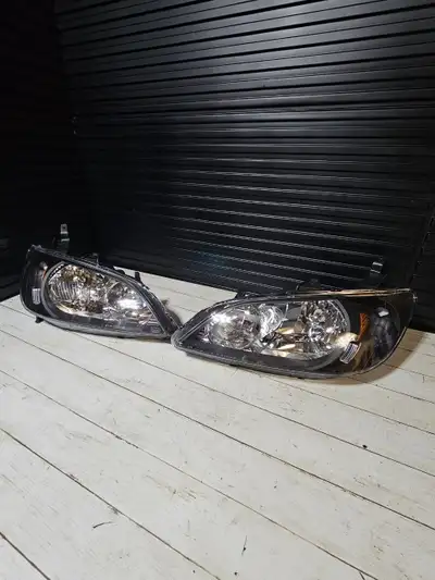 DNA MOTORING HL-OH-HC04-BK-AM Pair of Headlights Compatible with 04-05 Civic 2Dr 4Dr,Black Housing A...