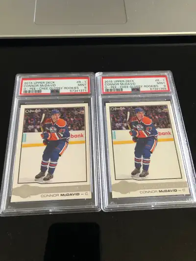 Connor Mcdavid OPC glossy rookie cards graded PSA mint 9, View more
