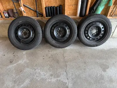 Only 3 Kumho winter craft ice tires 205/55 R16 91T on steel rims. Used on a 2013 Hyundai Veloster