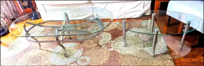 COFFEE & END TABLE * modern Glass/chrome/ Brushed metal, View more