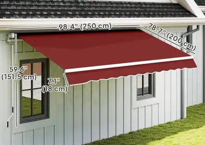 8x7ft Patio Awning with frame and crank, View more