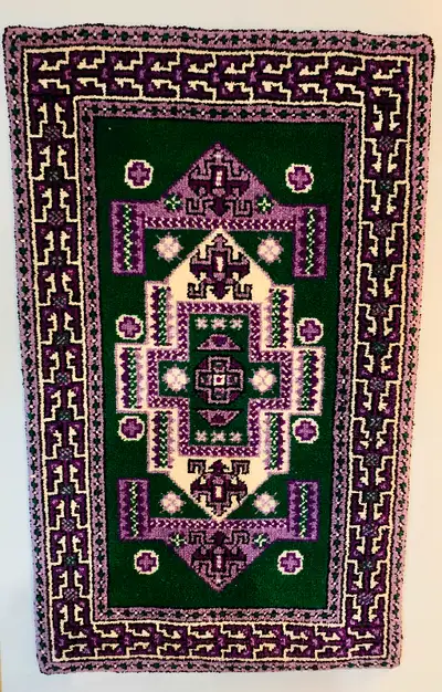 Geometric Handmade Hook Rug for sale. $500, View more