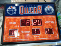 Edmonton Oilers electronic clock with date and tempature