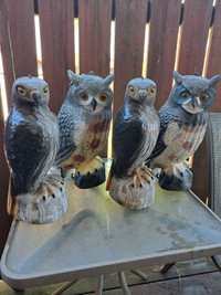 16 inch owls and hawk decoys 