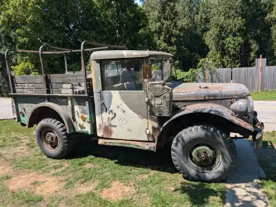 1952 M37 Dodge 3/4 Ton Cargo Carrier with 32972 miles. Engine rebuilt Mar1968 with speedo reset to 0...