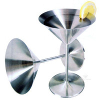 6 MODERN STAINLESS STEEL MARTINI GLASSES $10 each or 6 for $50