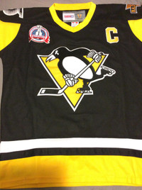 Jersey Mario Lemieux Noir avec Patch Coupe Stanley 1992