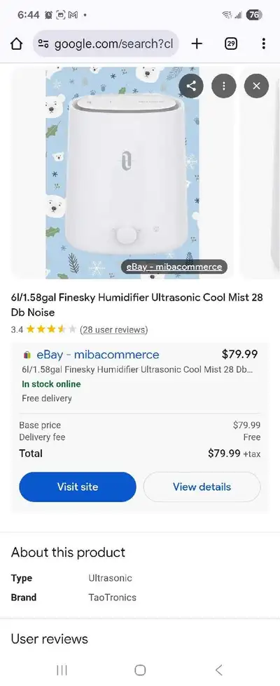 TaoTronics Ultrasonic Cool Mist Humidifier , View more