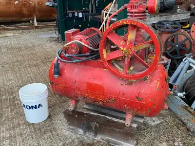 Large industrial air compressor with volume tank. Electric motor is good and compressor is good. The...