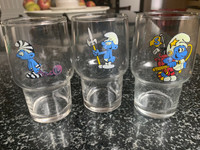 3- Smurf Glasses- Mint Condition 4 /2 " High SOLD