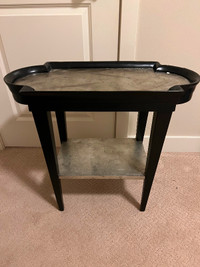 Black and Silver Painted Wood Decorative End Table