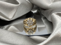 10K 2 Tone Gold 0.70CT. 7 Diamonds Flower Shape Ring $1,435