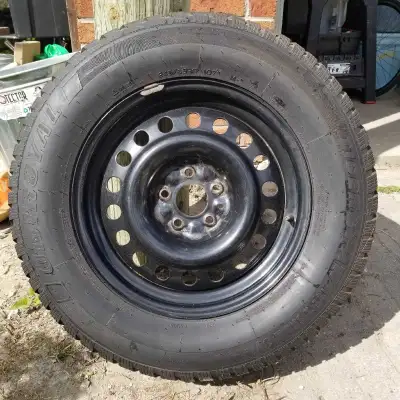 These Uniroyal 245/65R17 winter tires mounted on 5x114.3 steel rims are in nearly new, excellent con...