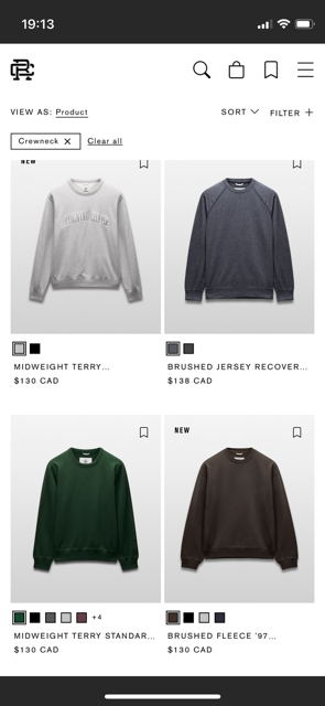 NEW Reigning Champ XL Sweatshirts - 7 Colours, View more