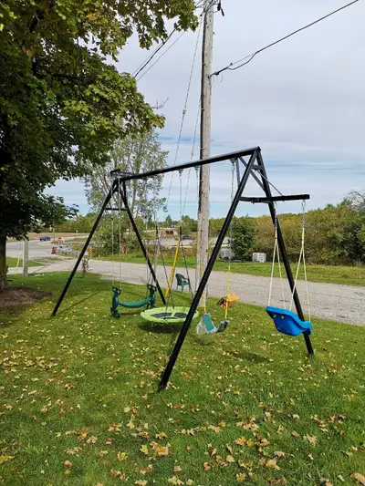 Swing set, 10 and 12' Tall Heavy duty metal power coated, View more