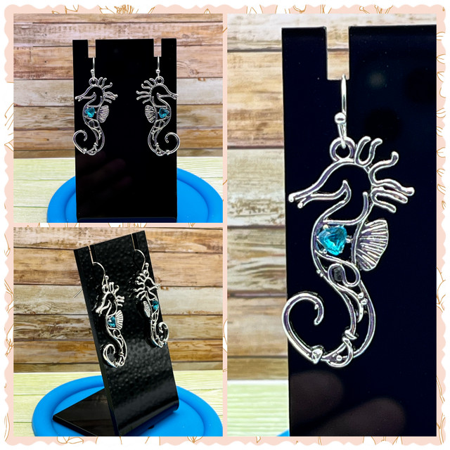 0.925 Silver Zirconia Hollow Sea Horse Earrings in Jewellery & Watches in Kingston