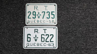 Plaque immariculation Québec  1956 et 1963