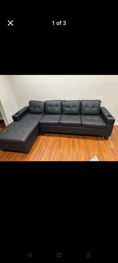 L-Shaped Leather 4 Seater Sectional Couch, View more