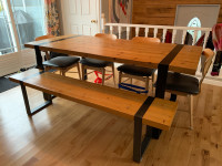 Table et banc en bois et métal Structube modèle Albert bench ste