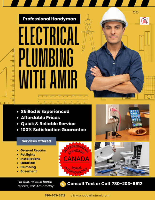 Electrician/Plumber✔️Painter☎️ Amir 780-203-5512 - Edmonton in Electrician in Edmonton - Image 2