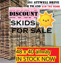 pallets DRY stored indoors SORTED BY STYLE plastic or WOOD 48x40