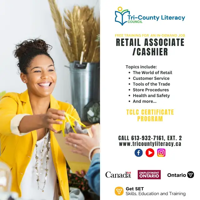 Free Retail Associate / Cashier certificate program65636572068226120