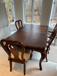 Solid wood dining room table set - seats 8