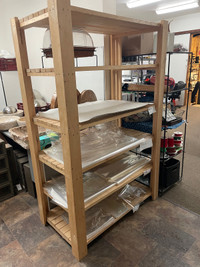 6 foot wood Storage shelf- very heavy/sturdy/strong 6 shelves