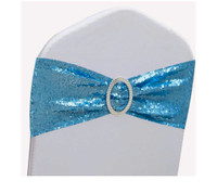 Double sided sequins spandex blue   sashes for rent.