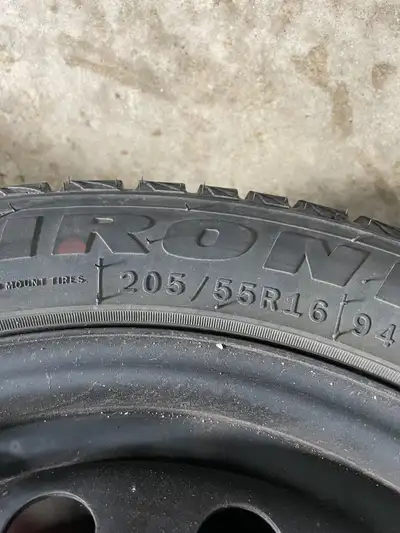 Studded winter tires and rims. 205/55r16
