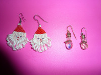 Festive Christmas Handmade Santa and Crystal Snowman Earrings