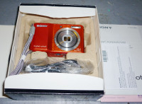 $100 Sony DSC-S2100 orange digital camera new in box+memory card