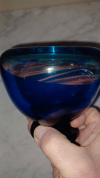 4.5"T Cobalt Blue Hand-blown Handmade Glass Vase