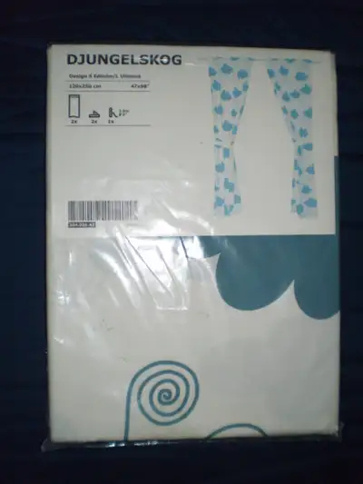 IKEA Djungelskog CURTAINS Drapes, Blue Clouds White Sky 2 Panels, NEW Each panel has a length of 98"...
