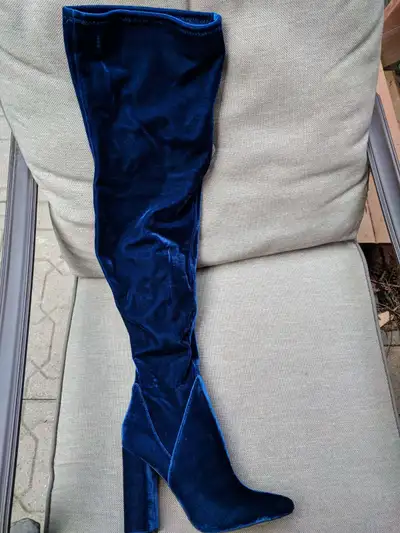 Blue Velvet Over The Knee Boots, View more