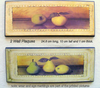 2 small wall plaques for-  $5, apples and pears, ready to hang